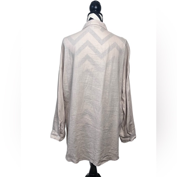 NWT Love Tree Lagenlook Sz M Linen Blend Cream Neutral Button-Down Front Shirt - Picture 4 of 11